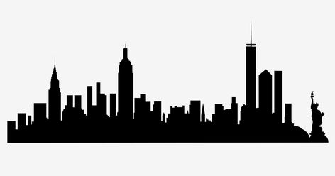 New York City Skyline Silhouette, New York Skyline Silhouette, New York City Background, New York State Map, Silhouette City, City Outline, Skyline Drawing, Building Silhouette, Ny Skyline