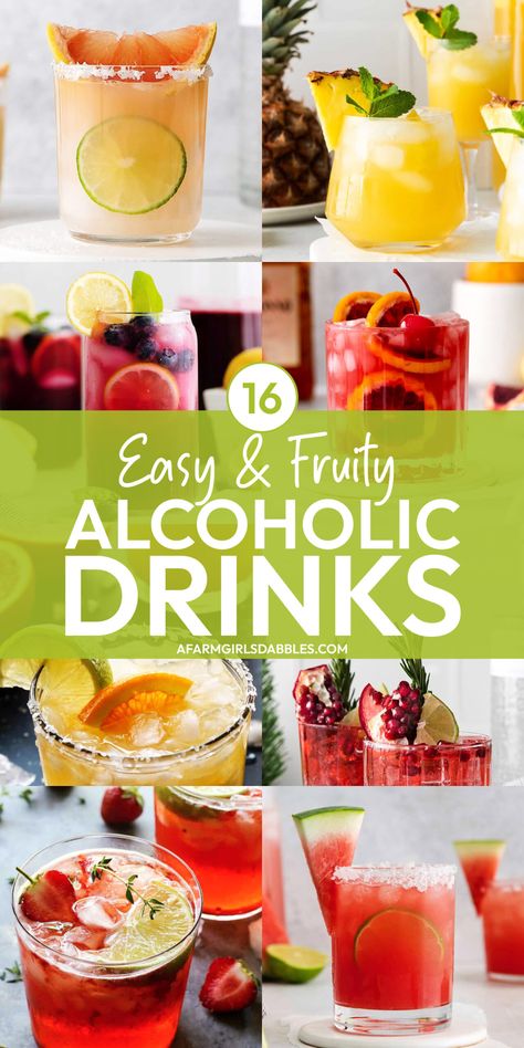 Fun Easy Drinks Alcohol, Popular Drinks Alcohol, Simple Fruity Cocktails, Sweet Fruity Alcohol Drinks, Easy Fruity Drinks, Easy Mixed Drinks Alcohol, Fruity Alcoholic Drinks, Easy Fruity Cocktails, Cabin Recipes