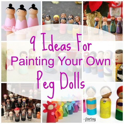 9 Ideas For Painting Your Own Peg Dolls Indie Crafts, Ideas For Painting, Dolly Pegs, Indie Craft, Wooden People, Wood Peg Dolls, Clothes Pegs, Worry Dolls, Bendy Doll