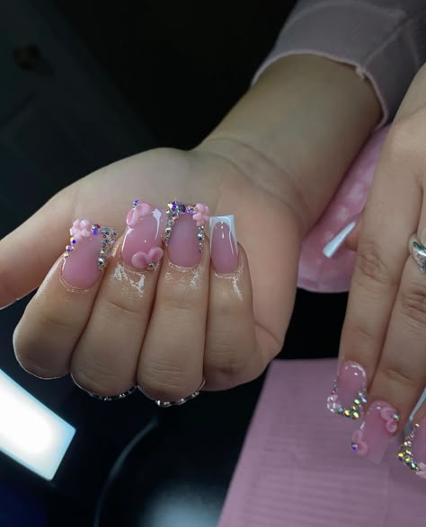 Acrylic Nail Set, Hard Nails, Colored Acrylic Nails, Girly Acrylic Nails, French Tip Acrylic Nails, French Acrylic Nails, Short Square Acrylic Nails, Acrylic Nails Coffin Pink, Long Square Acrylic Nails