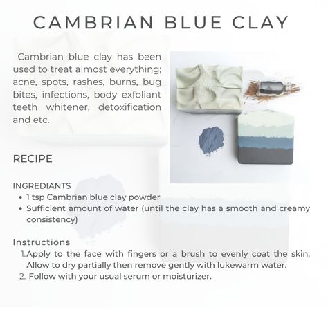 Blue Clay, Bug Bites, Clay Masks, Body Exfoliator, Clay Food, Teeth Whitening, Acne, Serum, Moisturizer