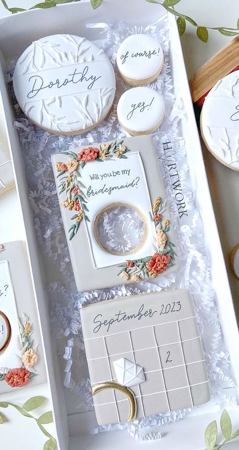 Cookies | Hartwork Cookie Co. Bridal Proposal Cookies, Wedding Anniversary Cookies Decorated, Anniversary Cookies Decorated, Wedding Anniversary Cookies, Boutique Cookies, Bridesmaid Cookies, Summer Proposal, Bachelorette Cookies, Anniversary Cookies