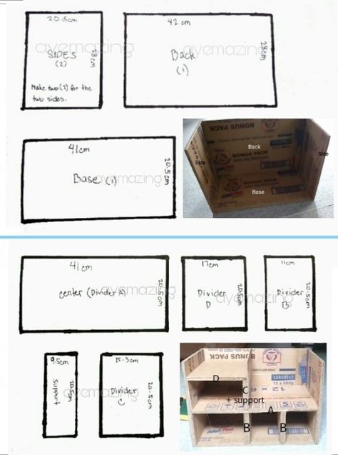 Dyellamazing ♥ Cardboard Box Storage, Cardboard Box Diy, Cardboard Organizer, Cardboard Storage, Diy Makeup Storage, Penanda Buku, Desk Organization Diy, Cardboard Crafts Diy, Cardboard Box Crafts