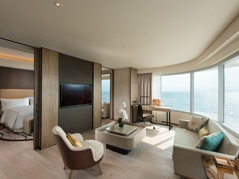 CONRAD MANILA BAY | WOW Architects | Warner Wong Design | Archinect Suit Room, Suite Room Hotel, Hospital Interior, Casa Country, Hotel Room Design, Apartment Bedroom Decor, Hotel Interior Design, Hotel Interiors, Bedroom Hotel