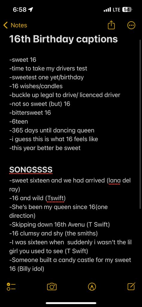 Fun Ideas For Sweet 16, 16 Birthday Caption Ideas, Sweet 16 Birthday Captions For Instagram, Sweet 16 Songs For Instagram, 16 Instagram Captions, Sweet 16 Ig Captions, Captions For Sweet 16, Sweet 16 Song Playlist, 16 Bday Captions Instagram