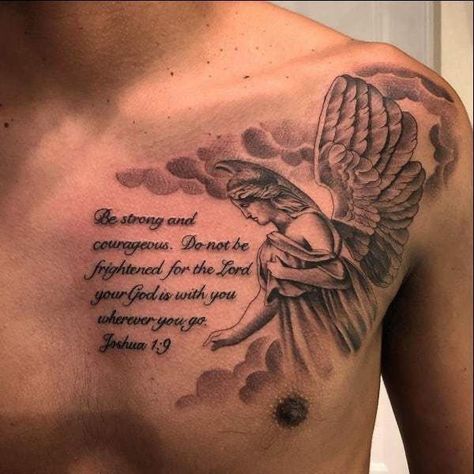 Men Tattoo Quotes Ideas, Proverb Tattoo Men, Chest Design Tattoo Men, Men Cheat Tatoos, Athletes Tattoos Men, Father Son Matching Tattoos, Anime Chest Tattoo Men, Back Of The Arm Tattoo Men, Bible Quote Tattoos Men