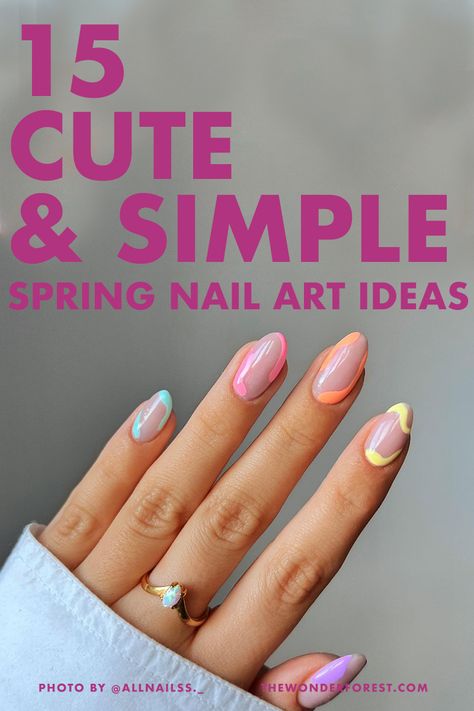 15 Cute and Simple Spring Nail Art Ideas - Wonder Forest Spring Nail Art Ideas, Nails June, Dot Nail Art Designs, Wonder Forest, June Nails, Daisy Nail Art, Forest Summer, Simple Spring Nails, Pink Ombre Nails