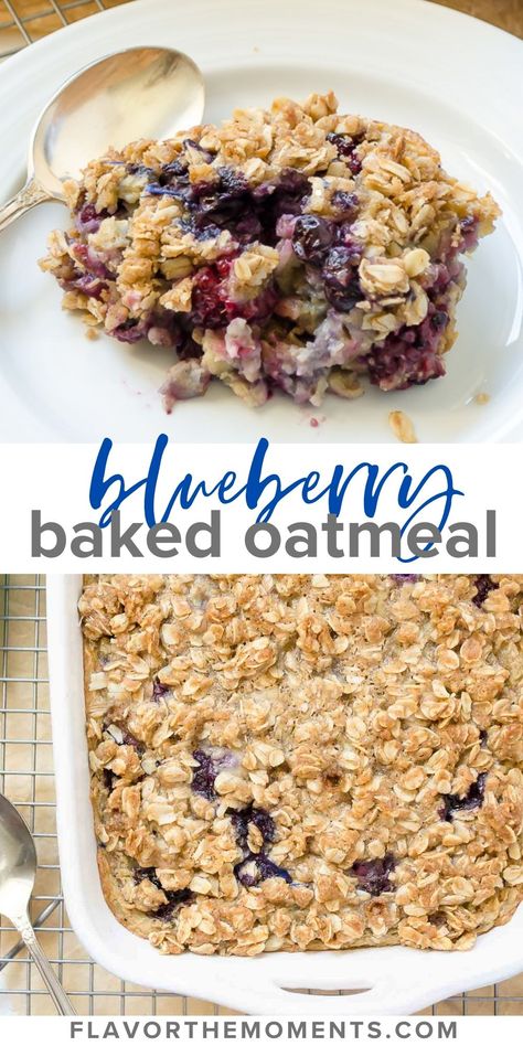 Overnight Blueberry Baked Oatmeal Overnight Oat Bake, Blueberry Protein Baked Oats, Anti Inflammation Baked Oatmeal, Baked Oatmeal Freezer Friendly, Blueberries And Cream Oatmeal, Baked Out Meal, Oatmeal Egg Bake, Breakfast With Oats Ideas, Breakfast Blueberry Casserole