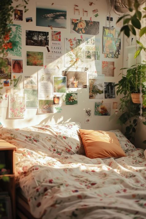 19 Trendy Dorm Wall Decor Ideas That Look Amazing Dorm Room Picture Collage, Bedroom Decor Dorm, Cozy College Apartment Bedroom Ideas, Cute Dorm Decor Ideas, Aesthetic University Room, Soft Dorm Aesthetic, Photo Wall Dorm Room, Dorm Room Wall Collage, Dorm Decor Ideas Wall Decorations