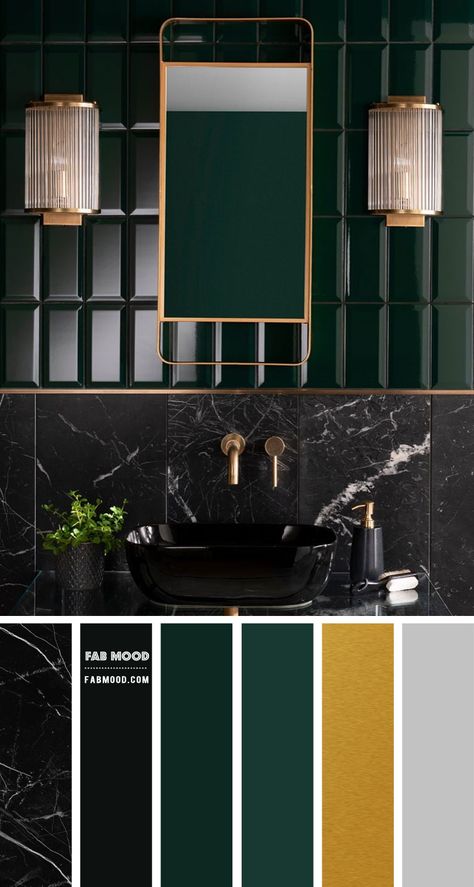 bathroom Archives - Page 2 of 2 - Fabmood | Wedding Colors, Wedding Themes, Wedding color palettes Green Colour Bathroom, Black White And Green House Interior, Jade Green Bathroom Decor, Green Tile Color Palette, All Green Bathroom Ideas, Black And Emerald Color Palette, Green Marble Color Palette, Black Green Apartment, Apartment Themes Color Palettes