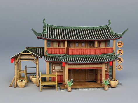 Ancient Chinese Herbal Medicine Shop 3d model 3ds Max files free download - modeling 38802 on CadNav Traditional Chinese House, Chinese Tea House, Chinese Buildings, Ancient Chinese Architecture, Chinese House, Ancient Houses, Traditional Japanese House, Chinese Herbal Medicine, 3d Architectural Visualization