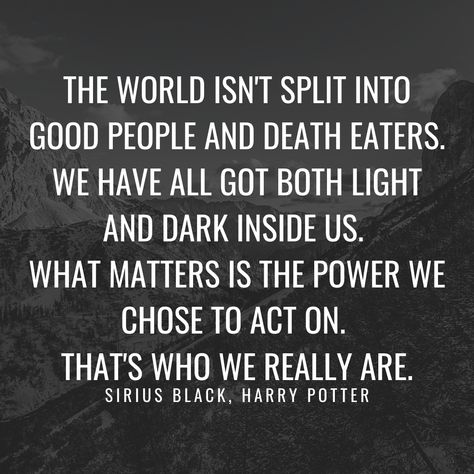 We Have All Got Both Light And Dark Inside Us, We All Have Light And Dark Harry Potter, Harry Potter Quotes Sirius Black, Sirius Black Harry Potter, Black Harry Potter, Harry Potter Library, Harry Potter Quote, Dark Harry, Harry Potter Items