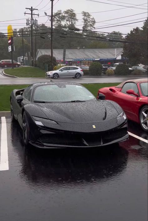 Ferrari Car Black, All Black Ferrari, Dream Car Ferrari, Ferrari Sf90 Aesthetic, Ferrari Sf90 Stradale Black, Black Ferrari Aesthetic, Ferrari Sf90 Black, Ferrari F90, Sf90 Ferrari