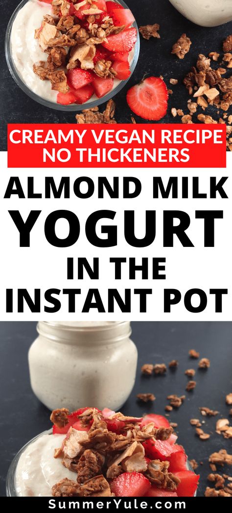 Almond Milk Yogurt Instant Pot, Dairy Free Yogurt Instant Pot, Almond Milk Yogurt Recipe, Dairy Free Yogurt Recipe, Vegan Yogurt Recipe, Instant Pot Yogurt Recipe, Vegan Greek Yogurt, Homemade Yogurt Recipes, Vegan Instant Pot