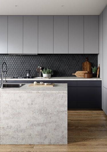 Inspiration gallery Urban Style Kitchen, Timber Kitchen, Urban Kitchen, Laminate Doors, Concrete Kitchen, Classic Kitchen, Dark Interiors, Kitchen Inspiration Design, Grey Kitchen