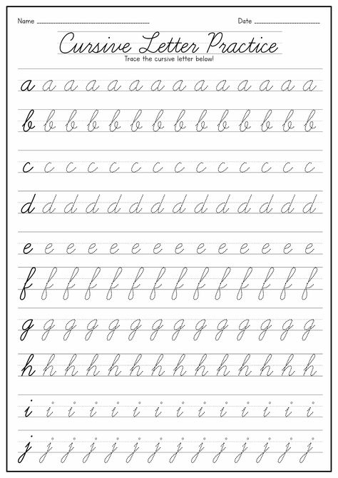 Cursive Handwriting Tracing Worksheets, Cursive Alphabet Tracing Sheet, Cursive Small Letters Tracing, Teach Cursive Handwriting Kids, Writing Sheets Handwriting Worksheets, Practicing Cursive Writing, Free Hand Writing Practice Sheets, Tracing Cursive Alphabet Letters, Cursive Alphabet Worksheet