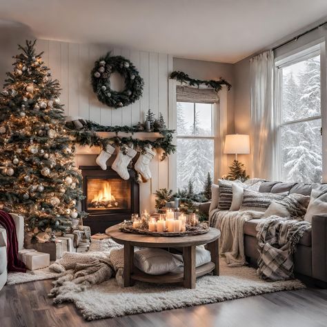 Scandinavian Christmas Living Room, Hygge Winter, Luxury Christmas Decor, Scandinavian Winter, Winter Aesthetics, Bear Bed, Cozy Christmas Decor, Christmas Living Room, Scandi Home