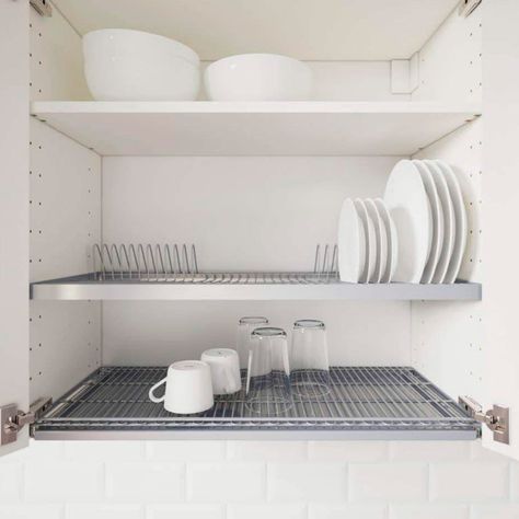 Our 10 Favorite Dish Drying Racks | Family Handyman | The Family Handyman Cabinet Drying Rack, Ikea Utrusta, Ikea Kitchen Organization, Plate Cabinet, Dish Cabinet, Clever Kitchen Storage, Drying Rack Kitchen, Kabinet Dapur, Dish Drainers