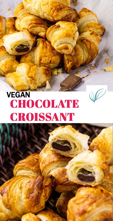 Vegan Dessert Appetizers, Vegan Chocolate Croissant, Vegan Puff Pastry Recipes Desserts, Puff Pastry Vegan Recipes, Sweet Vegan Breakfast, Vegan Breakfast Pastries, Healthy Breakfast Pastries, Vegan Puff Pastry Dessert, Vegan Puff Pastry Recipes Savory