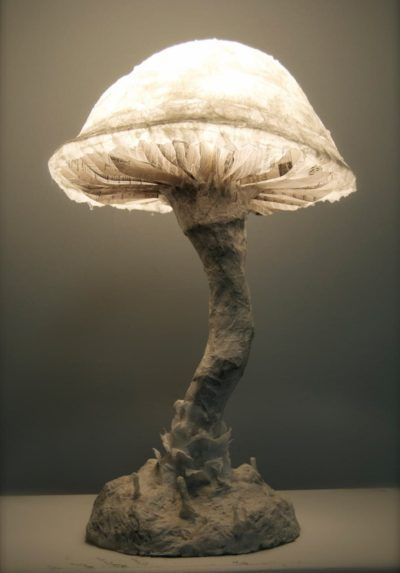 Paper Mache Fungus Mushroom Lamp made from recycled paper, Elmer’s glue, and hot glue. Painstakingly handcrafted with attention to detail and texture. Suitable for placement … Paper Mache Fungus Mushroom Lamp Read More » Hadiah Diy, Mushroom Crafts, Paper Mache Sculpture, Diy Simple, Handmade Lamps, Unique Tables, Light Sculpture, Mushroom Lamp, Handmade Home Decor