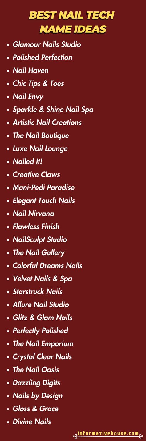 Nail Tech Name Ideas: Stand Out in the Beauty Industry! What Do You Need To Start A Nail Business, Nails Page Name Ideas For Instagram, Nail Logos Ideas Business, Nailart Name Ideas, Nail Art Page Names, Nail Tech Ig Names, Nail Art Page Names For Instagram, Nail Technician Name Ideas, Username Ideas For Nail Page