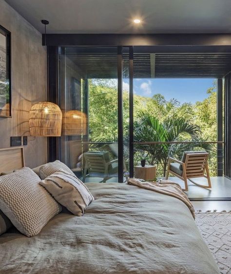 777 Tropical Walk In Closet, Master Bedrooms With Balcony, Bedroom With View, Bedroom With A View, Glass Rooms, Bali Style Home, Bedroom With Balcony, Bedroom Balcony, House Bedrooms