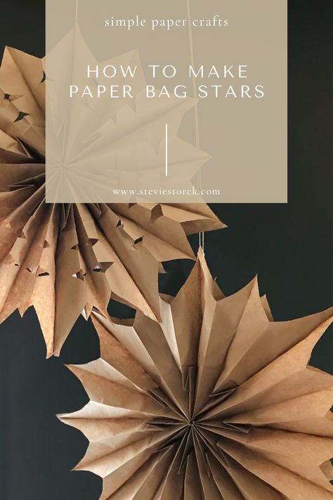 Paper Bags Stars Diy, Paper Sack Stars Lunch Bags, Diy Paperbag Stars, Christmas Paperbag Crafts, How To Make Brown Paper Bag Stars, Stars From Paper Bags, Paper Bag Christmas Star Diy, Brown Paper Bag Stars Diy, Bag Stars Paper