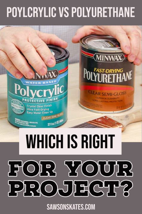 A can of polycyclic and a can of polyurethane side by side How To Apply Polyurethane, Sanding Wood, Wood Sealer, Woodworking Shows, Boat Life, Work Plans, Furniture Refinishing, Painting Furniture, Amazing Diy