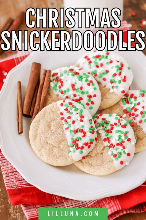 Super soft white chocolate dipped snickerdoodles are chewy and full of cinnamon. They are one of our favorite cookies!! #christmassnickerdoodles #cookies #snickerdoodles #whitechocolate #christmascookies Christmas Snickerdoodles, Italian Christmas Cookies, Vegetarian Christmas, Chocolate Melting Wafers, Snickerdoodle Recipe, Christmas Baking Recipes, Snickerdoodle Cookies, Christmas Cookie Exchange, Snickerdoodle Cookie Recipes