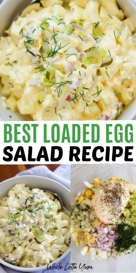 Loaded Egg Salad, Salad With Pickles, Creamy Egg Salad, Lettuce Boats, Keto Egg Salad, Classic Egg Salad Recipe, Egg Nutrition Facts, Egg Salad Sandwich Recipe, Best Egg Salad Recipe