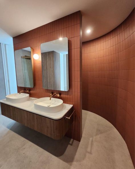 National Tiles | Talk about heating things up! 🔥 Feast your eyes on this sizzling terracotta bathroom masterpiece! Our Costa Nova tiles steal the show… | Instagram Terracotta Bathroom Tiles, Terracotta Tile Bathroom, Terracotta Tiles Bathroom, Terracota Tile, Mediterranean Terracotta, Terracotta Bathroom, Coloured Tiles, National Tiles, Tiled Bathroom