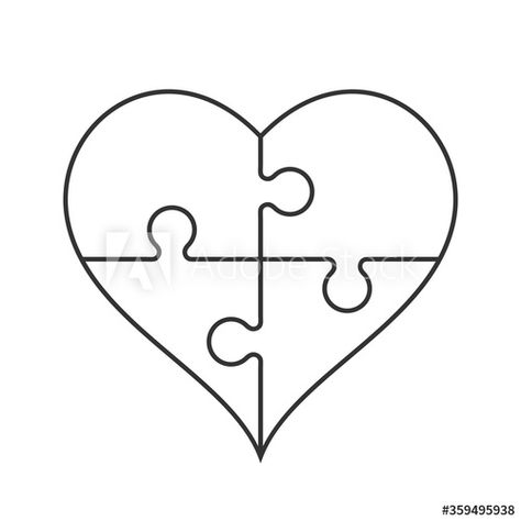 Heart Puzzle Drawing, Jigsaw Tattoo, Unity Drawing, Heart Puzzle Piece, Puzzle Piece Art, Puzzle Piece Crafts, Puzzle Drawing, Puzzle Piece Tattoo, Puzzle Tattoos