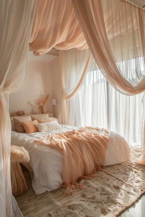 38 Cozy Romantic Bedroom Ideas for a Relaxing Ambiance Cozy Romantic Bedroom Ideas, Curtain Over Bed, Cozy Romantic Bedroom, Curtains Around Bed, Couples Room, Romantic Bedroom Ideas, Cozy Romantic, Canopy Bed Diy, Couple Room