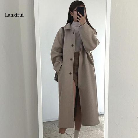 Korean Winter Coat, Korean Coat, Coat Aesthetic, Korea Winter, Female Coat, Coat Korean, Woolen Coat Woman, Korean Winter, Korean Shorts