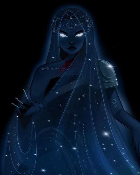 Nyx Goddess Art Anime, Night Goddess Art, Neon Gods Aesthetic, Night Character Design, God And Goddess Art, God As A Woman, Greek Character Art, Nyx Goddess Art, Neon Gods Fanart