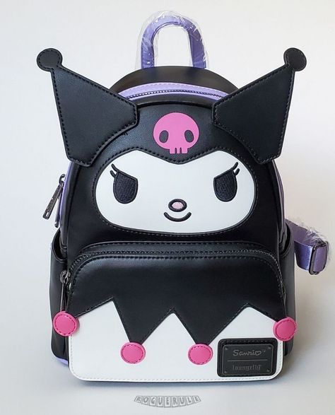 Mini Hello Kitty Backpack, Kuromi Mini Backpack, Kuromi Items To Buy, Kuromi Loungefly, Kuromi Items, Kuromi Accessories, Kuromi Face, Keychains Plush, Kuromi Print