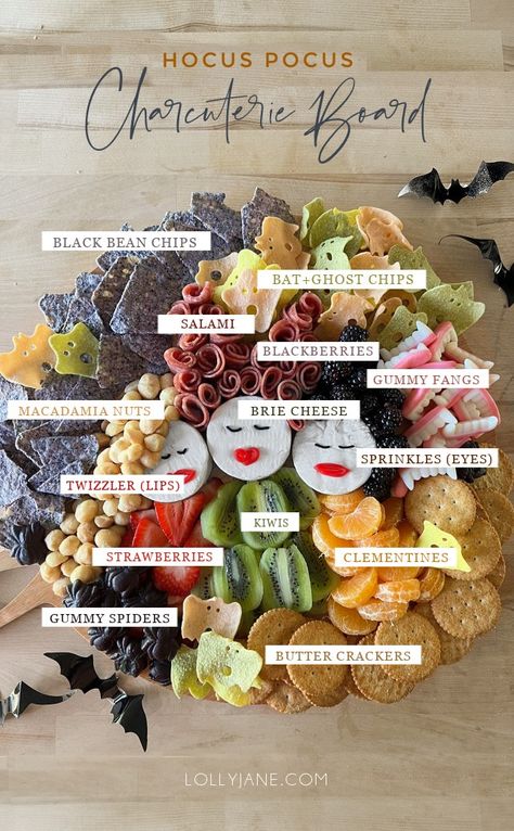 Treats Charcuterie Board, Easy Halloween Charcuterie Board, Style Charcuterie Board, Hocus Pocus Charcuterie Board, Hocus Pocus Movie Night, Hocus Pocus Charcuterie, Charcuterie Board Halloween, Halloween Charcuterie Board, Hocus Pocus Movie