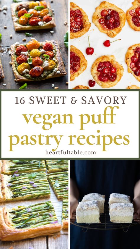 16 Vegan Puff Pastry Recipes (Sweet & Savoury) | Heartful Table Vegan Puff Pastry Recipes, Vegan Pastry Recipes, Vegan Puff Pastry, Filo Pastry Recipes, Puff Pastry Recipes Savory, Easy Puff Pastry Recipe, Vegan Pastry, Savory Puff Pastry, Vegan Tarts