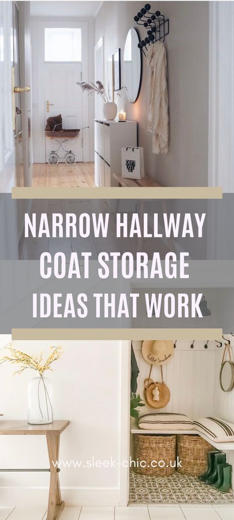 narrow hallway coat storage ideas that work Narrow Entryway Coat Hooks, Hallway Coat Storage Small Spaces, Long Narrow Hallway Paint Ideas, Storage For Narrow Hallway, Hallway Mudroom Ideas Narrow, Small Entryway Coat And Shoe Storage, Narrow Hallway Ideas Storage, Coat Rack For Small Spaces, Narrow Hallway Coat And Shoe Storage