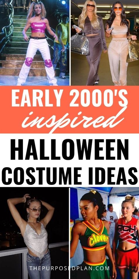 early 2000's are back and better than ever! Take the trend head on this year with these super cute early 2000's halloween costume ideas! | y2k halloween costume ideas 2000 Theme Party Outfits, Early 2000s Halloween Costumes, 2000s Halloween Costume Ideas, 2000s Costume, 2000s Halloween Costume, 2000 Dress, Decades Costumes, Iconic Halloween Costumes, 90s Halloween Costumes