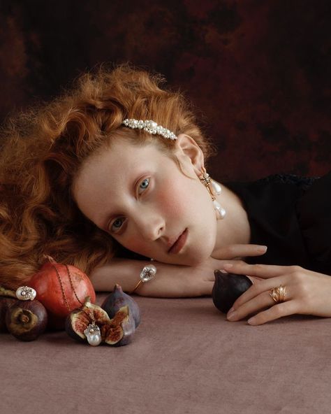 Lorna Foran turns up the shine factor for Liberty's Christmas 2019 jewelry campaign. Photographed by Amie Milne, she tries on statement making pieces in Renaissance inspired portraits. Stylist Thea Lewis-Yates selects a mix of pearl … Liberty Christmas, Jewelry Campaign, Rodney Smith, Jewelry Photography Styling, Jewelry Editorial, Campaign Fashion, Jewelry Photoshoot, Jewelry Ads, Jewelry Photography