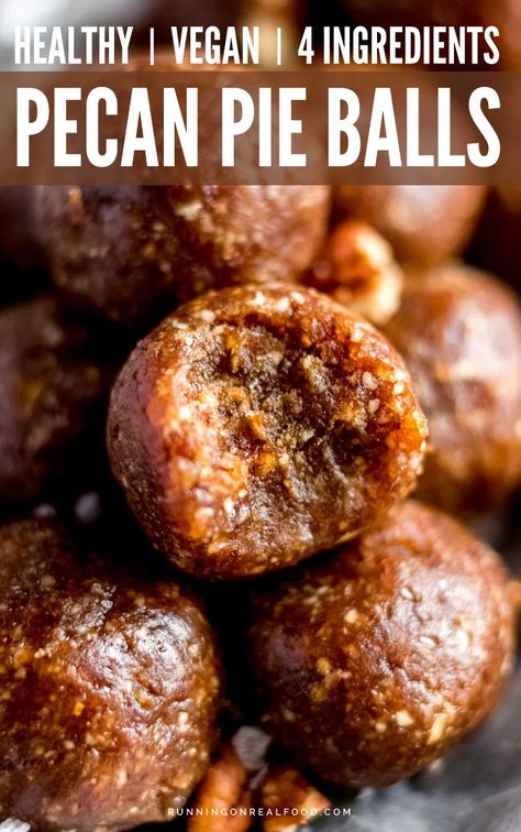 Pie Balls, Vegan Holiday Desserts, Pecan Pie Balls, Pecan Pie Bites, Tarte Vegan, Snack Sani, Energy Bites Recipes, High Protein Desserts, Pie Bites