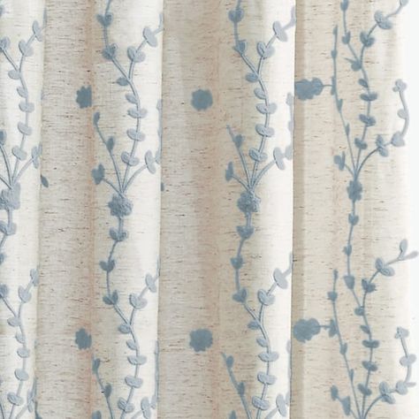 Lynette Floral Embroidered Rod Pocket Curtain Panel - Bed Bath & Beyond - 16391470 Blue Floral Curtains, Light Blue Curtains, Cottage Curtains, Curtain Inspiration, Coastal Curtains, Curtain Window, Indoor Window, Blue Curtains, Drapery Rods