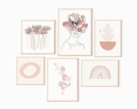 Excited to share the latest addition to my #etsy shop: Boho Gallery Wall, Earth Tone Wall Art, Fine Line Art Print, Blush Pink Wall Art, Burnt Orange Art, Eucalyptus Print, Boho Woman Art Print Pink And Grey Dorm Room Decor, Collage Wall Prints Aesthetic Bedroom, Light Pink Posters Aesthetic, Pink Gray White Bedroom, Aesthetic Teen Bedroom Decor, Aesthetic Room Decor Ideas For Teens, Room Posters Aesthetic Ideas, Light Pink Posters, Pink And Grey Room Decor