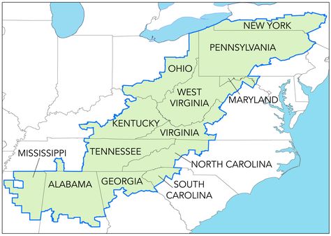 Appalachian area map via Michael Ramsburg Appalachian History, York Pennsylvania, Area Map, Red Cape, Appalachian Mountains, Pittsburgh Pennsylvania, Camping Trip, Us Map, Mountain Range