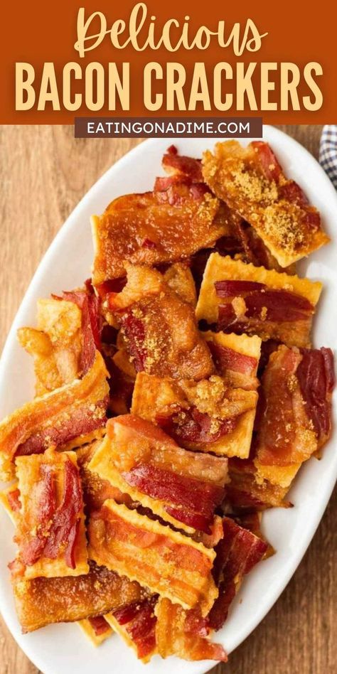 Candied Bacon Crackers, Candy Crackers, Bacon Crackers, Bacon Cracker, Crackers Appetizers, Pig Candy, Bacon Day, Appetizer Display, Sweet Appetizer