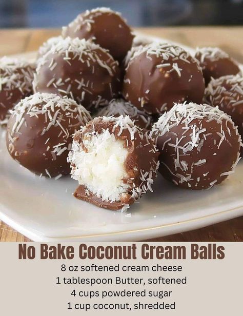 Easy Candy Recipes, Coconut Candy, Candy Recipes Homemade, Christmas Candy Recipes, Melting Chocolate Chips, Soften Cream Cheese, Homemade Candies, Coconut Recipes, Balls Recipe