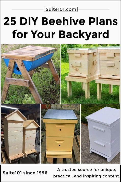 25 Free DIY Beehive Plans to Build Your Own Bee Box How To Build A Bee Hive, Diy Honey Bee Hive, Bee Hive Boxes Diy, Cute Bee Hive, Diy Bee Hive How To Build, Diy Bee Keeping, Beehive Diy, Bee Boxes Diy, Beehive Plans