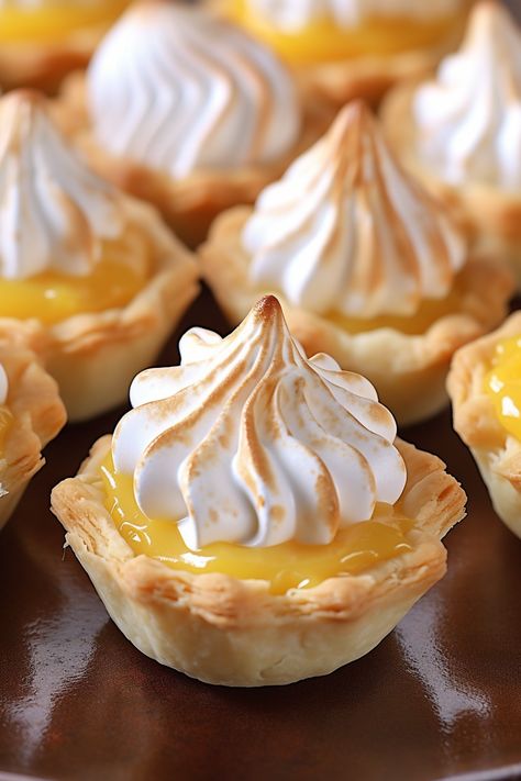 Lemon Meringue Pie Bites Buttery Pie Crust, Pie Bites, Lemon Meringue Pie, Lemon Pie, Meringue Pie, Mini Pies, Lemon Meringue, Lemon Recipes, Lemon Curd