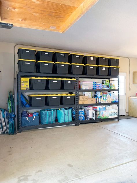 Garage Organization Storage Bins, Garage Storage And Game Room, Kitchen Storage In Garage, Storage And Organization Garage, Garage Shelves For Storage Bins, How To Organize Your Garage Ideas, Simple Garage Organization Ideas, Garage Basement Ideas, Laundry And Garage Ideas